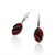 Oval shape Earrings with Cherry Color Baltic Amber in Sterling Silver