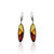 Dangle Lever-back Earrings with Multi Color Baltic Amber in Sterling Silver