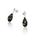 Small Tear drop shape Post Earrings with Green Color Baltic Amber in Sterling Silver