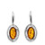 Oval shape Cognac Color Baltic Amber Earrings in Sterling Silver