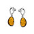Oval shape dangle Earrings with Cognac Color Baltic Amber in Sterling Silver