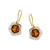 Cognac Color Baltic Amber Fishhooks Earrings in mix Sterling Silver & Yellow Gold-plated Sterling Silver