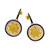 Earrings with Butterscotch Color Baltic Amber and blue CZ in Yellow Goldplated Sterling Silver