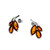Cognac Color Baltic Amber 3 stone Stud Earrings in Sterling Silver