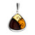 Big Drop Multi Color Baltic Amber Pendant in Sterling Silver