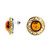 Round Earrings push back with Cognac Color Baltic Amber in Yellow Gold Plated Sterling Silver