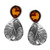 Leaf Touch Collection Cognac Color Baltic Amber stud Earrings in Sterling Silver