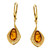 Dangle style Cognac Color Baltic Amber Earrings in Gold-plated Sterling Silver