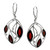 Cherry Color Baltic Amber & Cubic Zirconia Earrings in Sterling Silver