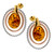 Cognac Color Baltic Amber  Earrings in Yellow Gold-plated Sterling Silver