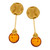 Cognac Color Baltic Amber Earrings in Yellow Gold-plated Sterling Silver 3776