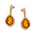 Cognac Color Baltic Amber  Earrings in Yellow Gold-plated Sterling Silver 3061