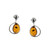 Earrings with Cognac Color Baltic Amber in  Sterling Silver 3286c