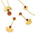 Set Art Deco Style Jewelry Collection Cognac Color Baltic Amber in Gold plated Sterling Silver