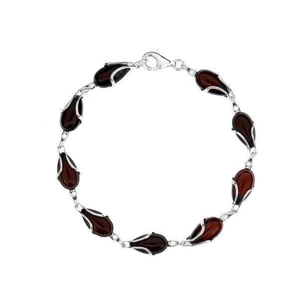 Bracelet in Sterling Silver with Cherry Color Baltic Amber W2993ch