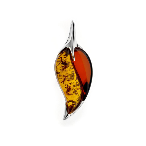 Multi Color Baltic Amber Pendant in Sterling Silver P2303