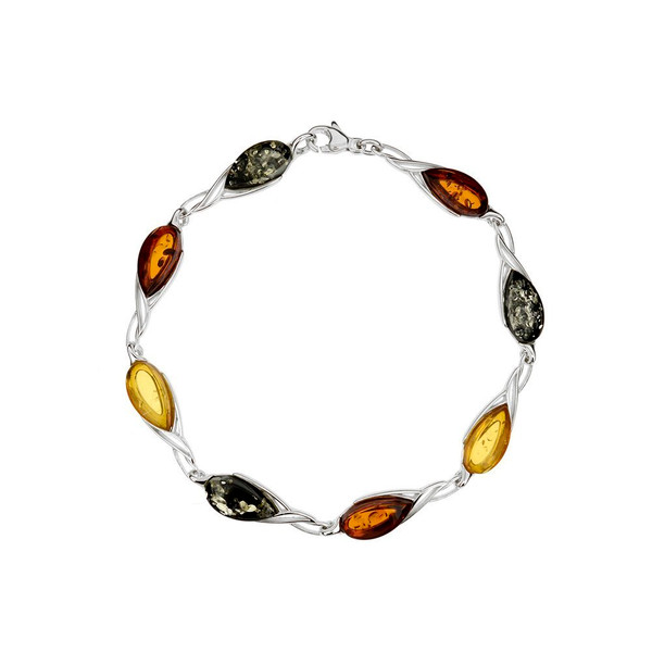 Bracelet in Sterling Silver with Multi-Color Baltic Amber W2997mt