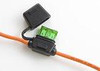 In-Line Fuse Holders with Cap - Black Body, Black 16 AWG Wire. For ATO Style Automotive Fuses