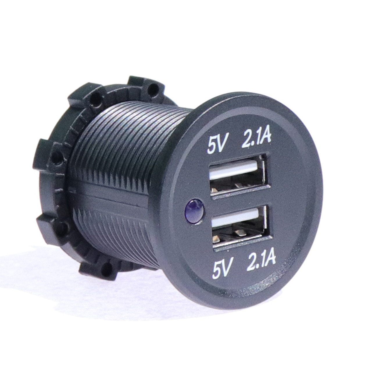 Panel Mount, Dual 5V USB Charger, 2.1A + 2.1A, 12/24 VDC Input