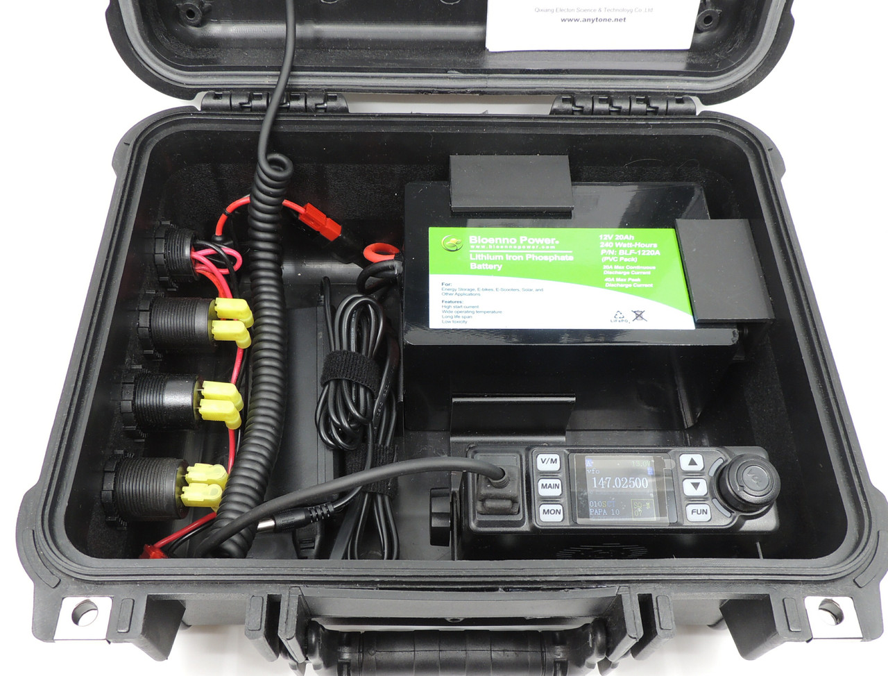 GRAB-N-GO RADIO with Direct Solar Panel Input and 20Ah LiFePO4 battery + 2 Dual Powerpoles , Orange Case
