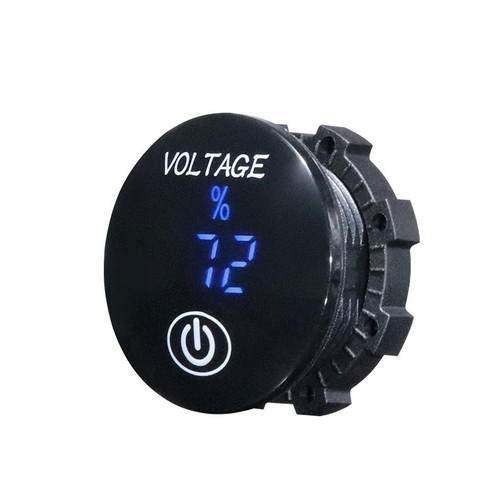 Panel Mount Digital Volt Meter with Touch Switch and % Display, Blue LED, 12 Volt