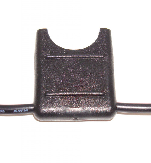 In-Line Fuse Holders with Cap - Black Body, Black 16 AWG Wire. For