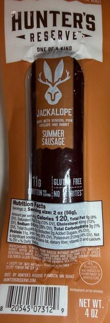 Who says there is no such thing as a Jackalope?

This Jackalope Summer Sausage is a perfect blend of Antelope, Rabbit and Beef, 
Beware - it does disappear fast!!

4 ounces each.