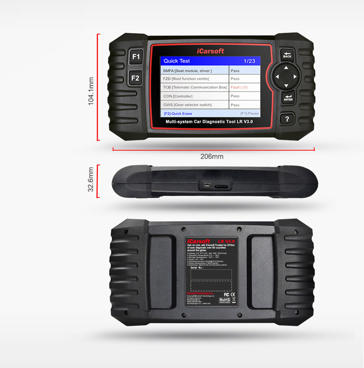 iCarsoft Multi-System Diagnostic Tool LR V3.0 For Land Rover And Range Rover  Vehicles (ILRV30)