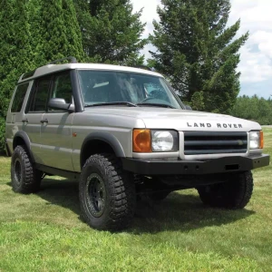 Front Steel Bumper, Black Heavy Duty With Winch Mount For Land Rover Discovery Series II (Does Not Have Fog Lights)