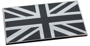 Union Jack Exterior Badge, Black And Chrome, 2 x 1.14 Inches