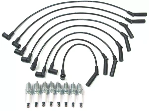 Spark Plug And Ignition Wire Service Kit, Includes Performance Electrosport 7MM Ignition Wires By Magnecor And 8 OEM Champion Spark Plugs NLP100320, For Land Rover Discovery Series II And Range Rover P38, BOSCH Engine Vehicles