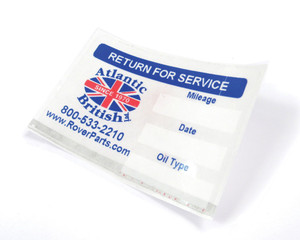 Oil Change Reminder Sticker By Atlantic British (OCRS)