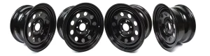 Modular Steel Wheel Kit By Terrafirma, Set Of 4, 16 X 8 Inch, Black, For Land Rover Discovery Series 2 And Range Rover P38
