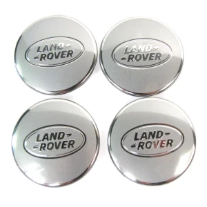 Genuine Wheel Center Caps LR094546, Set Of 4, Satin Silver / Bright Aluminum With Land Rover Logo, For Land Rover Discovery Series II, LR3, Freelander, Range Rover Full Size L322, And Range Rover P38 (See Fitment Years)
