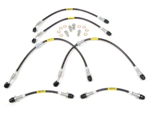 Performance Stainless Steel Brake Hose Kit With Teflon Liners For 2-Inch Raised Suspension With Extended Hoses On Land Rover Discovery Series II, 1999 - 2004