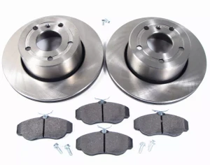 Front Brake Rebuilding Kit For Land Rover Discovery Series II, Includes Genuine Pads, Standard Rotors And Brake Locator Screws