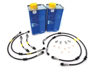 Performance Brake Hose Kit, Stainless Steel Hoses With ATE Original SL DOT 4 Brake Fluid For Range Rover P38, 1997 - 2002