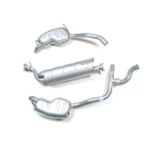 Exhaust System Kit, Center Muffler With Dual Tailpipes, For Range Rover P38 With BOSCH Engine, 1999 - 2002