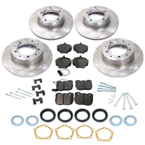 Front And Rear Brake Rebuild Kit, Includes Brake Pads, Rotors, Seals, Pins, And Clips, For Range Rover Classic, 1990 - 1995
