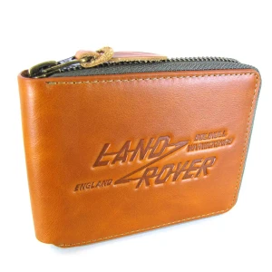 Land Rover Wallet With Heritage Classic Logo, Cowhide Leather With Zipper Closure
