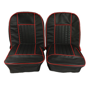 Seat Cover Kit Black Red Piping Vinyl Sprite Midget 65 to 68