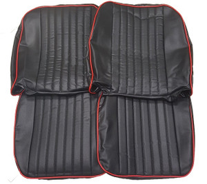 Seat Cover Kit Black Red Piping Vinyl MGB 73 to 80
