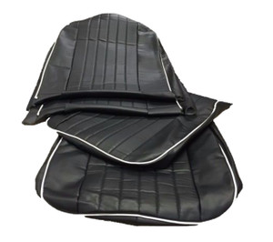 Seat Cover Kit Black White Piping Vinyl Midget 70 to 79