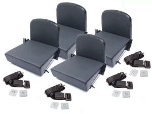 Trakker Rear Jump Seats By Exmoor Trim, Twill Vinyl, Set Of 4, For Land Rover Series And Defender