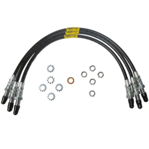 Performance Stainless Steel Brake Hose Kit With Teflon Liners For 2-Inch Raised Suspension With Extended Hoses On Land Rover Defender 110, 1993 North American Spec