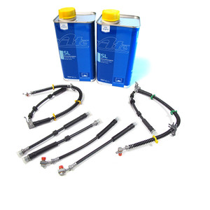 Brake Hose And Fluid Kit, Standard Rubber Hoses And ATE Original SL DOT 4 Brake Fluid, For Land Rover LR3, 2005 - 2009