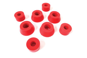 Polyurethane Bushing Kit By Polybush For Rear Shock Absorbers, Red / Very Firm, For Land Rover Discovery 1, Defender 90 And 110, And Range Rover Classic