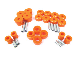 Polyurethane Bushing Kit By Polybush, Front And Rear Suspension 23-Piece Set, Orange / Standard Firmness, For Range Rover P38