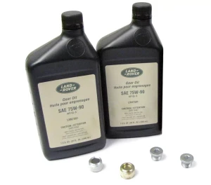 Differential Service Kit, Front And Rear, Includes 2 Quarts Genuine Differential Oil 75W90R GL5 Fluid And Replacement Drain And Fill Plugs, For Range Rover Full Size L322, 2007 - 2009