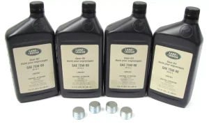 Differential Service Kit, Front And Rear For Range Rover P38 BOSCH Engine Vehicles, 2000 - 2202, Includes 4 Quarts Genuine Differential / Axle Oil 75-W90R GL5 Fluid And 4 Drain Plugs